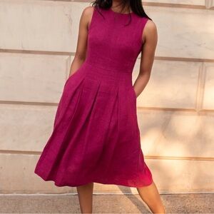 NWT 100% Linen Pleated Dress